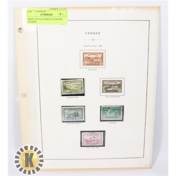 SHEET OF CANADIAN STAMPS