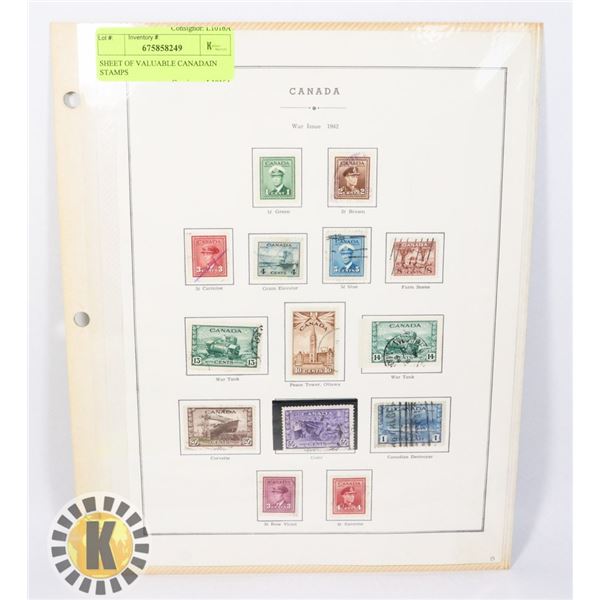 SHEET OF CANADIAN STAMPS
