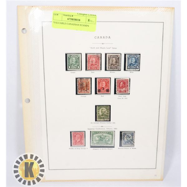 SHEET OF CANADIAN STAMPS