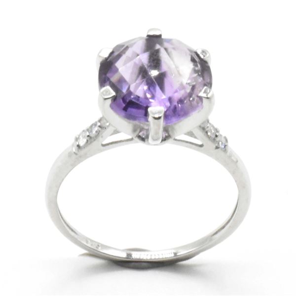 SILVER AMETHYST(3.45CT) MENS RING (~WEIGHT 2.35G)