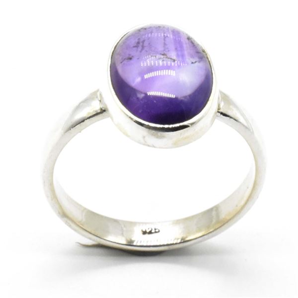 SILVER AMETHYST(5.75CT) MENS RING (~WEIGHT 4.55G)