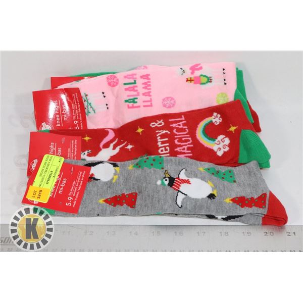 NEW ASSORTED CHRISTMAS THEME KNEE HIGH SOCKS