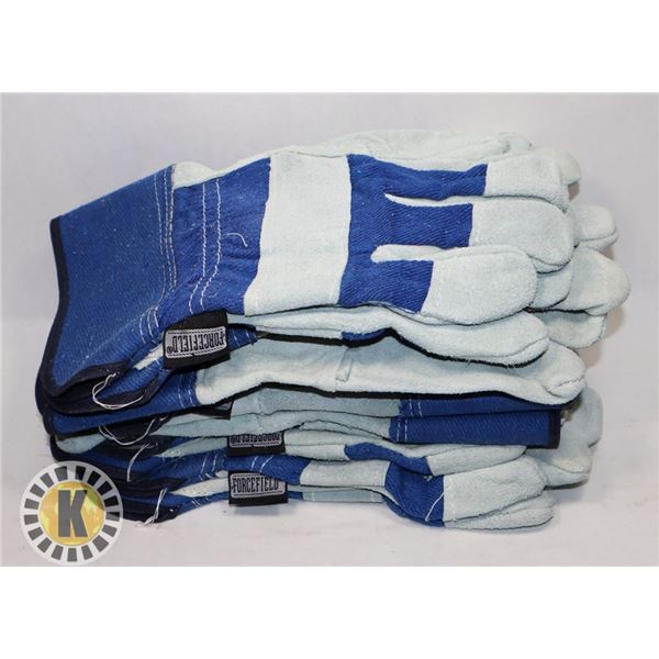 6 PAIRS OF NEW LEATHER PALM WORK GLOVES