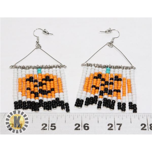 NEW BEADED EARRINGS PUMPKIN IMAGE