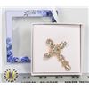 Image 1 : NEW VINTAGE STYLE RHINESTONE CROSS BROOCH