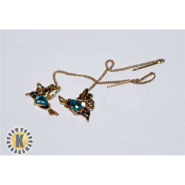 12)  GOLD TONE WITH BLUE CRYSTAL HUMMINGBIRD