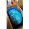 Image 2 : BOX OF HARD HATS, SAFETY HARNESS, WALKIE TALKIES AND ELECTRIC LEAFBLOWER