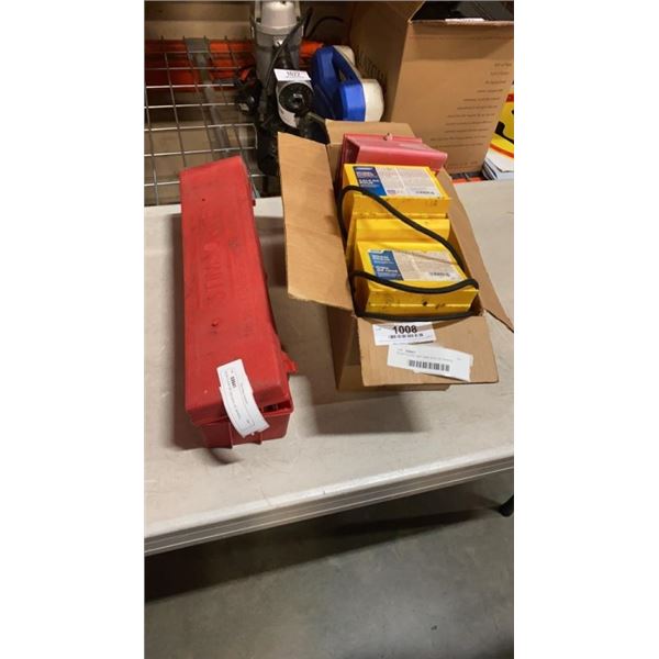 ROAD FLARE SET AND BOX OF WHEEL CHOCKS