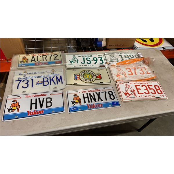 LOT OF LICENCE PLATES, YUKON, KLONDIKE AND OTHER