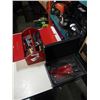 Image 1 : RED TOOLBOX AND 2 CASES OF TOOLS, DRILL BITS, ALAN WRENCHES, SOLDERING IRON