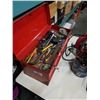 Image 2 : RED TOOLBOX AND CAN OF TOOLS, CIRCULAR SAW