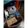 Image 1 : BOX OF COMPUTER ACCESSORIES WITH SCHLAGE DOOR HANDLE AND PHILLIPS RAZOR