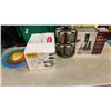 Image 1 : LOT OF GLASS LOCK CONTAINERS, SPICE RACK, SILICONE LIDS, AND ELECTRIC WINE SET