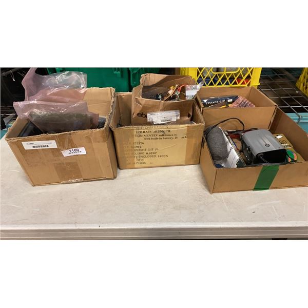 3 BOXES OF ELECTRICAL AND ELECTRONIC SUPPLIES