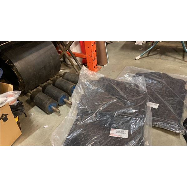 LOT OF 2 NEW TOYOTA FLOOR MATS SETS WITH CONVEYOR ROLLERS AND CONVEYOR BELT