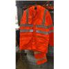 Image 1 : NEW ORANGE HIGH VIS SUIT: PANTS (XL) JACKET (L)