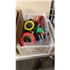 Image 2 : LOT OF HARD HATS, MITRE BOXES, CAUTION/DANGER TAPE, TOOLS AND MORE