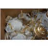 Image 3 : BRASS AND GLASS CHANDELIER