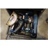Image 8 : RYOBI CORDLES TOOL SET WITH ROLLING CASE, CORDLESS CHOPSAW MOUNTED ON TOP, BATTERIES, TOOLS AND CHAR