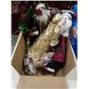 Image 1 : BOX OF CRANBERRY POINSETTIAS, AND CHRISTMAS FIGURES