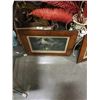 Image 3 : 2 FRAMED PRINTS AND VASE WITH DECORATIVE STICKS