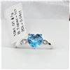 Image 1 : NEW 10KT. WHITE GOLD 6.5MM X 6.5MM GENUINE BLUE TOPAZ (1CT) & DIAMOND (0.04CTS) HEART RING, W/A $186