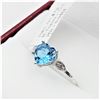 Image 3 : NEW 10KT. WHITE GOLD 6.5MM X 6.5MM GENUINE BLUE TOPAZ (1CT) & DIAMOND (0.04CTS) HEART RING, W/A $186