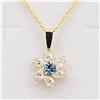 Image 1 : 10KT. YELLOW GOLD 2.65MM X 2.64MM GENUINE BLUE TOPAZ (0.1CTS) & CZ PENDANT WITH STERLING CHAIN, W/A 