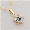 Image 3 : 10KT. YELLOW GOLD 2.65MM X 2.64MM GENUINE BLUE TOPAZ (0.1CTS) & CZ PENDANT WITH STERLING CHAIN, W/A 