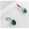 Image 2 : NEW STERLING SILVER 7.95MM X 5.98MM GENUINE EMERALD (2.12CTS) & CZ EARRINGS, W/A $970.00