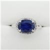 Image 1 : NEW STERLING SILVER 9MM X 7.1MM GENUINE BLUE SAPPHIRE (3.4CTS) & CZ RING, W/A $1085.00, SIZE 7.5