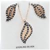 Image 1 : NEW STERLING SILVER ROSE RHODIUM PLATED CZ EARRINGS & PENDANT WITH CHAIN, W/A $760.00