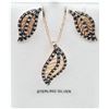 Image 3 : NEW STERLING SILVER ROSE RHODIUM PLATED CZ EARRINGS & PENDANT WITH CHAIN, W/A $760.00