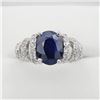 Image 1 : NEW STERLING SILVER 9MM X 7MM GENUINE BLUE SAPPHIRE (2CTS) & CZ RING, W/A $960.00