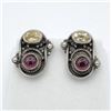 Image 1 : NEW STERLING SILVER GENUINE GARNET AND CITRINE EARRINGS W/ APPRAISAL $910