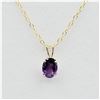 Image 1 : NEW 10KT. YELLOW GOLD 7MM X 5MM GENUINE AMETHYST PENDANT WITH STERLING CHAIN, 0.64CTS, W/A $725.00