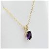 Image 2 : NEW 10KT. YELLOW GOLD 7MM X 5MM GENUINE AMETHYST PENDANT WITH STERLING CHAIN, 0.64CTS, W/A $725.00