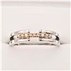 Image 1 : NEW 14KT. PINK GOLD & STERLING SILVER DIAMOND RING, 9 DIAMONDS (0.11CTS), W/A $1045.00, SIZE 7