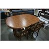 Image 1 : OAK DINING TABLE WITH 4 CARVED WOOD CHAIRS