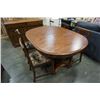 Image 2 : OAK DINING TABLE WITH 4 CARVED WOOD CHAIRS