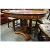 Image 9 : OAK DINING TABLE WITH 4 CARVED WOOD CHAIRS