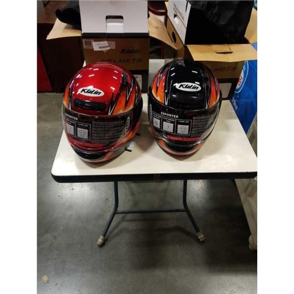 2 KYLIN SIZE SMALL DOT MOTORCYCLE HELMETS