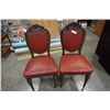 Image 1 : 2 CARVED STUDDED LEATHER DINING CHAIRS