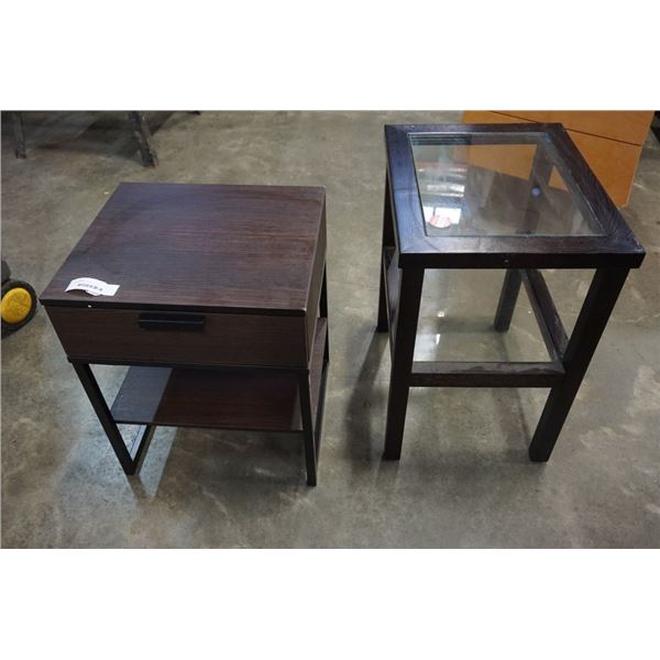 2 MODERN ENDTABLES - ONE GLASS