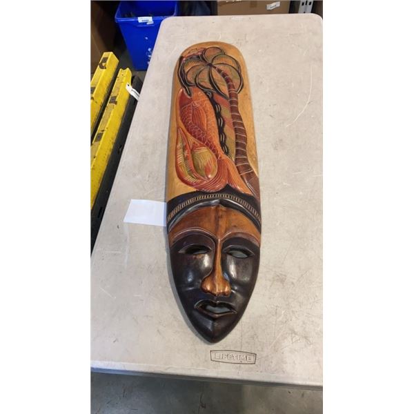 VINTAGE 36" CARVED MASK FROM DOMINICAN REPUBLIC