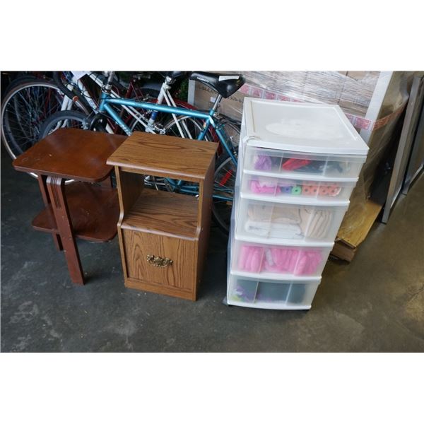 ENDTABLE SIDE TABLE AND ORGANIZER WITH CONTENTS