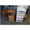 Image 1 : ENDTABLE SIDE TABLE AND ORGANIZER WITH CONTENTS