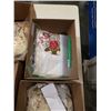 Image 3 : 34 VINTAGE DOILIES, 2 EMBROIDERED PILLOW CASES 2 SMALL TABLE CLOTHS, TEAPOT COVER AND BOX OF SMALL P