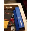 Image 4 : BOX OF MISC ITEMS - CLOCK RADIO, PRACTICE GOLF BALLS, PENS, ETC