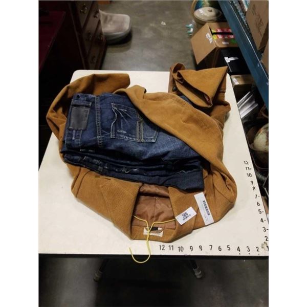 NEW CORDUROY JACKET AND 4 NEW JEANS 30/32 (2),38/34,40/43